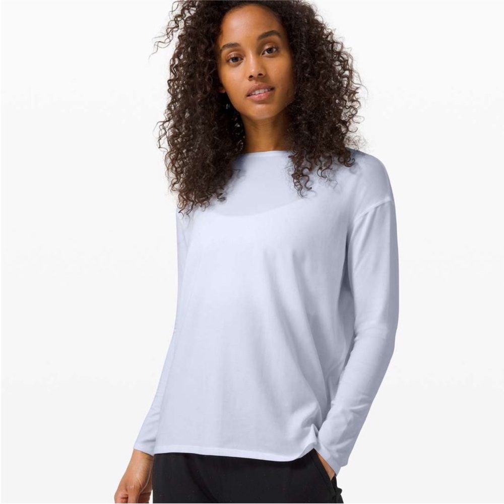 Lululemon LA Back in Action Long Sleeve Tee in Speckled Blue - Picture 1 of 6